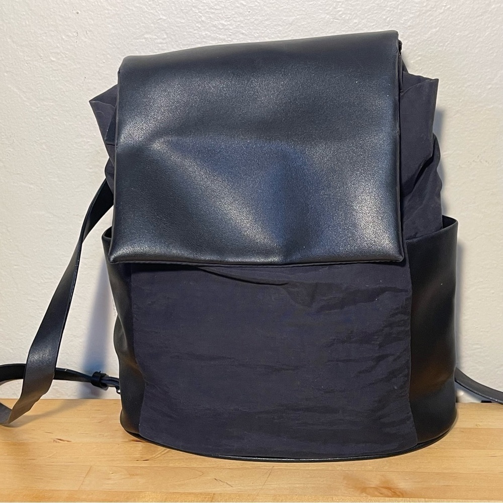 DKNY City Tilly Small Leather & Fabric Backpack Foldover Flap Backpack Purse